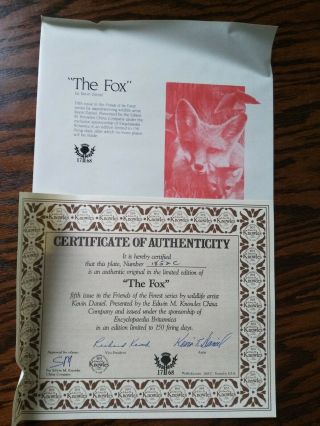 1988 ' The Fox ' By Kevin Daniel Knowles Collector Plate, 3