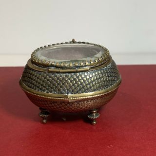 Antique Footed Ring Box W/ Glass Lid