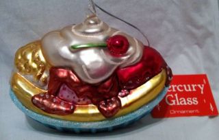 Handpainted - Sundae Social Ornament - Mercury Glass - Department 56 - Hand Blown