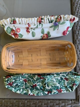 Longaberger 11” Cracker Basket With Plastic Insert And 2 Liners