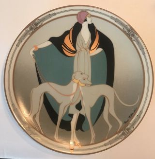 W.  S.  George Porcelain Collectors Plate Flapper With Greyhounds Art Deco 1990 Num