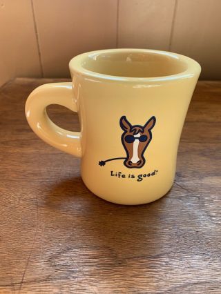 Life Is Good Coffee Tea Mug Horse Yellow Do What You Like Heavy Diner Style