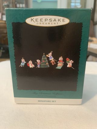 1996 Hallmark Keepsake Tiny Christmas Helpers Mice Miniature Ornaments Set Of 6