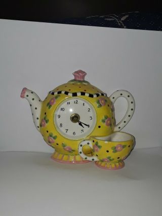 Mary Engelbreit Clock Rosette Me Ink Polka Dot Teapot And Cup