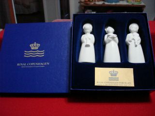 Set Of 3 Vintage Royal Copenhagen Porcelain 3 3/4 " Musical Angels Figurines
