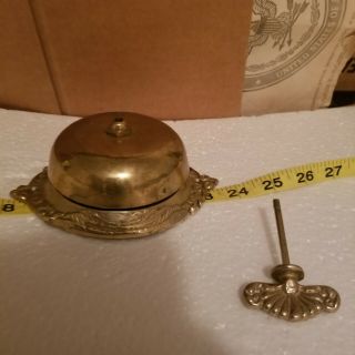 Vintage Antique Brass Door Bell With Turn Key.  EUC. 3