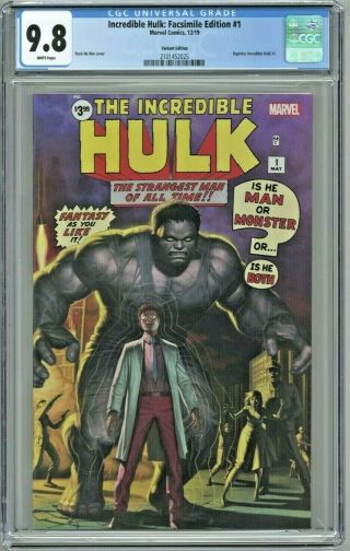 Incredible Hulk Facsimile Edition 1 Cgc 9.  8 Variant Edition Reprints First Hulk