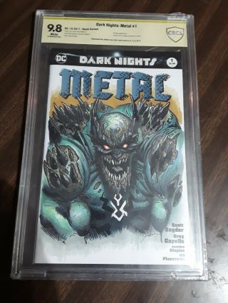 Dark Nights Metal 1 Cbcs 9.  8 Ss Signed & Sketch By Daniel Dulitzky 1 Of A Kind