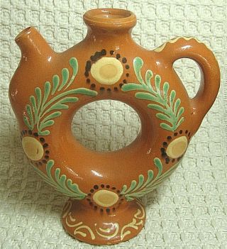 Vintage 6 " Ukrainian Folk Style Teapot,  Made In Ukraine Ussr Brown Floral