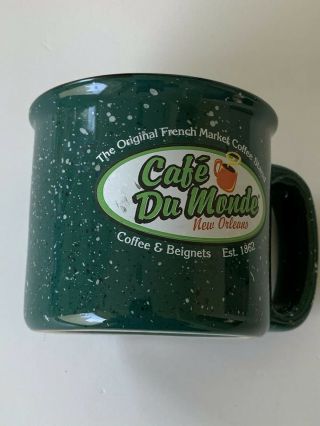 " Cafe Du Monde " Mug Cup Vintage Green Color With Design On Both Sides