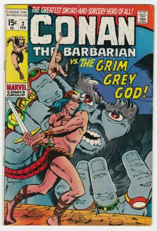 Conan The Barbarian 3 F - Vf 7.  0 Borri Grey God Marvel Roy Thomas Barry Smith