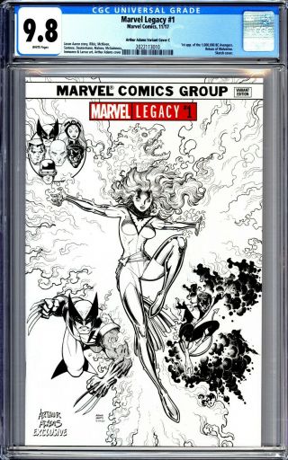 Marvel Legacy 1 Arthur Adams Sketch Variant Cover C Cgc 9.  8 Phoenix Bc Avengers