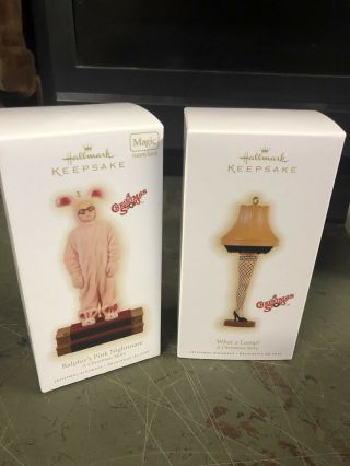 2 Hallmark Keepsake The Bunny Suit & Leg Lamp Christmas Story 2009 Ornament