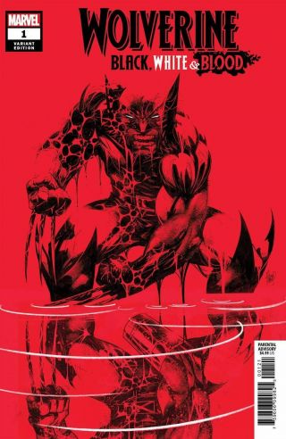 Wolverine Black White Blood 1 Kubert 1:50 Variant 2020 Marvel Comics 11/4/20 Nm