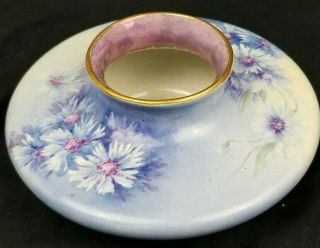 Small Vintage Hand Painted Ceramic Vase / Pot Pretty Flowers Gold Rim