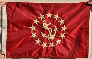 Vintage Nautical Yacht Sailboat Ensign Flag Fouled Anchor 13 Stars Red Field Old
