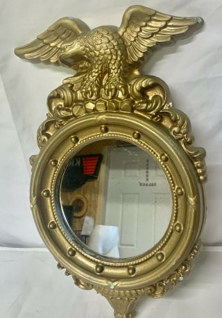 Vintage Eagle Federal Style Convex Chalkware Mirror