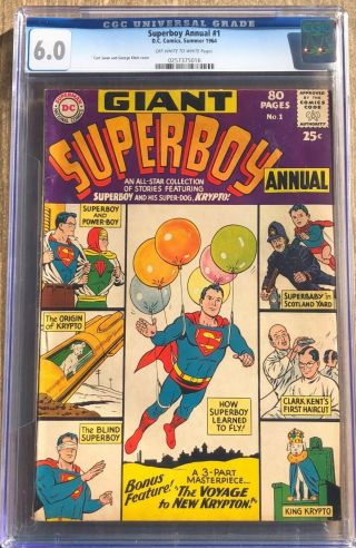 Superboy Annual 1 Dc 1964 Cgc 6.  0 Comic Book