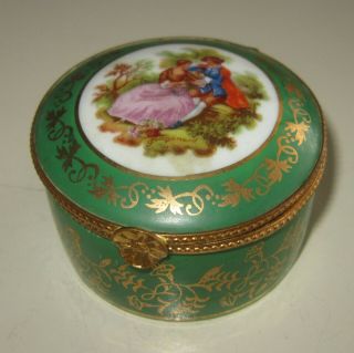 Antique Limoges France Porcelain Hand Painted Pill Box