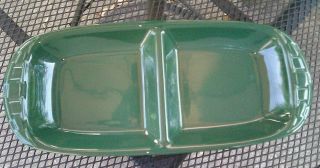 Made In Usa Longaberger Divided Serving Tray Platter Dish Green Pottery