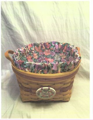 1997 Longaberger May Petunia Basket - P & C Liners,  Tie On - Leather Handles - Great