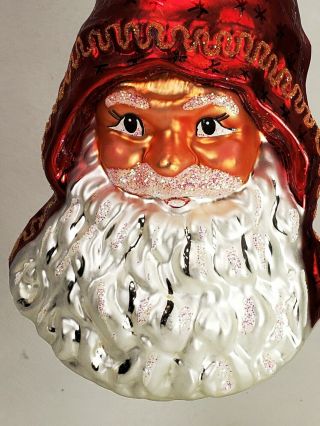 Christopher Radko Santa 6 " Glass Christmas Ornament Made In Poland