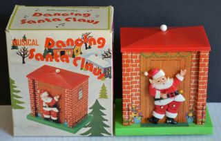 Vintage Amico Musical Box Dancing Santa Claus " Jingle Bells " 7264 Hong Kong