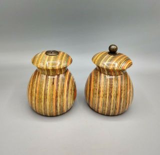 Vintage Wooden Colorful Grain Brass Salt And Pepper Shaker Grinder Set
