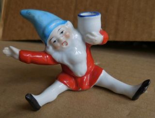 Vintage Ceramic Gnome Candle Holder 2 Made In Germany?