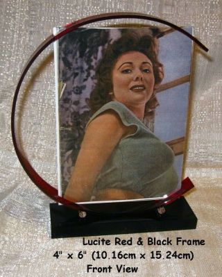 Art Deco Eames Style Moderne Lucite Plexi - Glass Photo Frame 4 " X 6 " Red,  Black