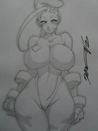 Cammy Street Fighter Thicc Girl Sexy Busty Sketch Pinup - Daikon Art