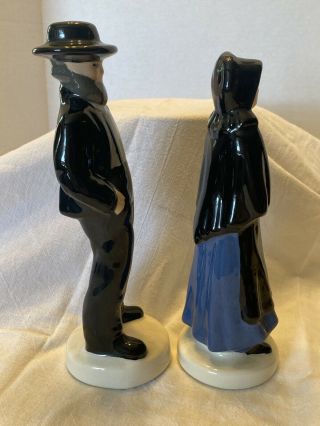 Vintage Hand Painted Ceramic Amish Man & Woman Figurines 9” Tall 2
