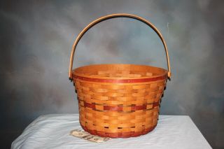 Vintage Longaberger 1989 Large Apple Fruit Gathering Basket W/swing Handle 13 " D