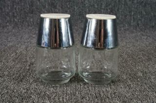 Vintage Gemco Glass Salt & Pepper Shakers 4 1/8 " Sprinkle/pour Setting Lid