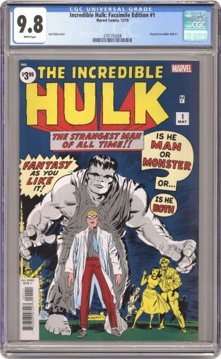 Incredible Hulk Facsimile Edition 1 Cgc 9.  8 2019 3701755008