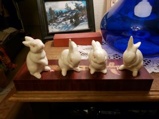 4 Goebel Bunny Rabbit Figurines W Germany Rare Full Set Ce 297 298 299 White