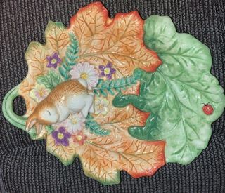 Fitz And Floyd Classics Woodland Spring Leaf Shaped Candy Dish Ceramic