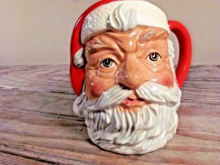Vtg Christmas Santa Claus Toby Head Mug 1983 Red Handle 4.  5 " Royal Doulton
