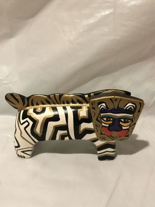 Vintage Laurel Burch Lion - Wooden - Small 4” By 2 - 1/4”