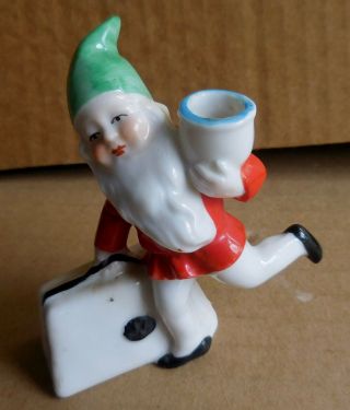 Vintage Ceramic Gnome Candle Holder 1 Made In Germany