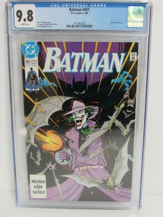 Batman 451 (1990) Classic Norm Breyfogle Joker Cover Cgc 9.  8 Bt218