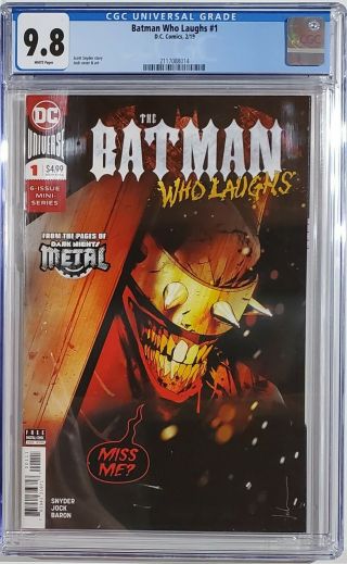 Batman Who Laughs 1 Cgc 9.  8 Dc Comics 1st Appearance Of The Grim Knight