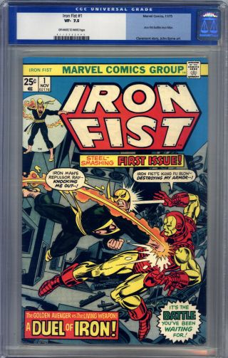 Iron Fist 1 Cgc 7.  5 Byrne,  Kane,  Iron Fist Battles Iron Man