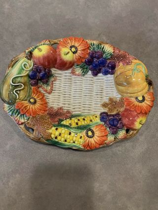 Fitz And Floyd Classics Autumn Bounty Serving Platter Relish Gravy Underplate As