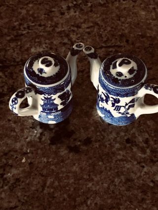 Blue Willow Teapot Salt And Pepper Shakers