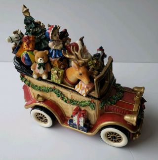Fitz And Floyd Santa Claus Christmas Mobile Car Musical Figurine Wish You X - Mas