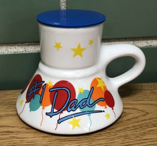 Vintage 1987 Feltman Langer 1 Dad Porcelain Coffee Mug W/ Cap & Nonslip Base