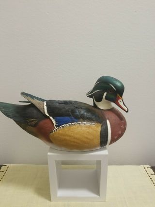 Wood Duck Decoy By George Kruth For The Danbury 11 - 1/2 " Long
