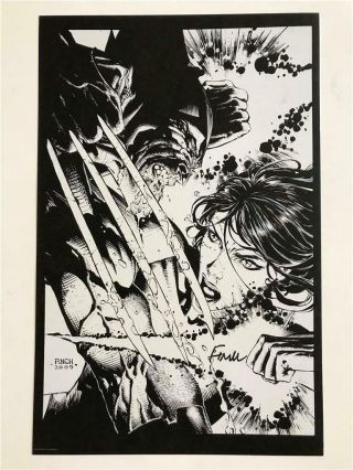 Nycc 2019 Wolverine And Psylocke B&w Lithograph Print Signed David Finch