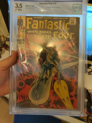Fantastic Four 72 Cbcs 3.  5 Silver Surfer Classic Cover Kirby Silver Age Marvel